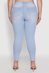 Womens Plus Size WAX High Waist Whiskered Jeans, Blue, Size 20
