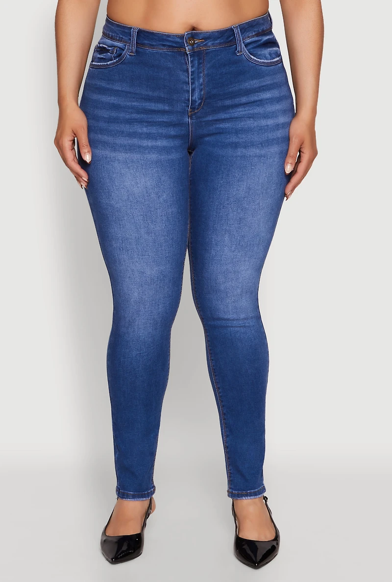 Womens Plus Size WAX Push Up High Waist Jeans, Blue, Size 18
