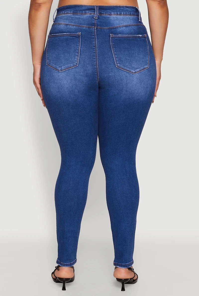 Womens Plus Size WAX Push Up High Waist Jeans, Blue, Size 18