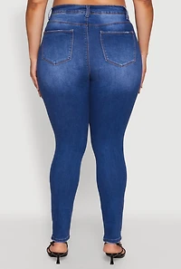 Womens Plus Size WAX Push Up High Waist Jeans, Blue, Size 18