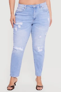 Plus WAX High Waisted Distressed Mom Jeans