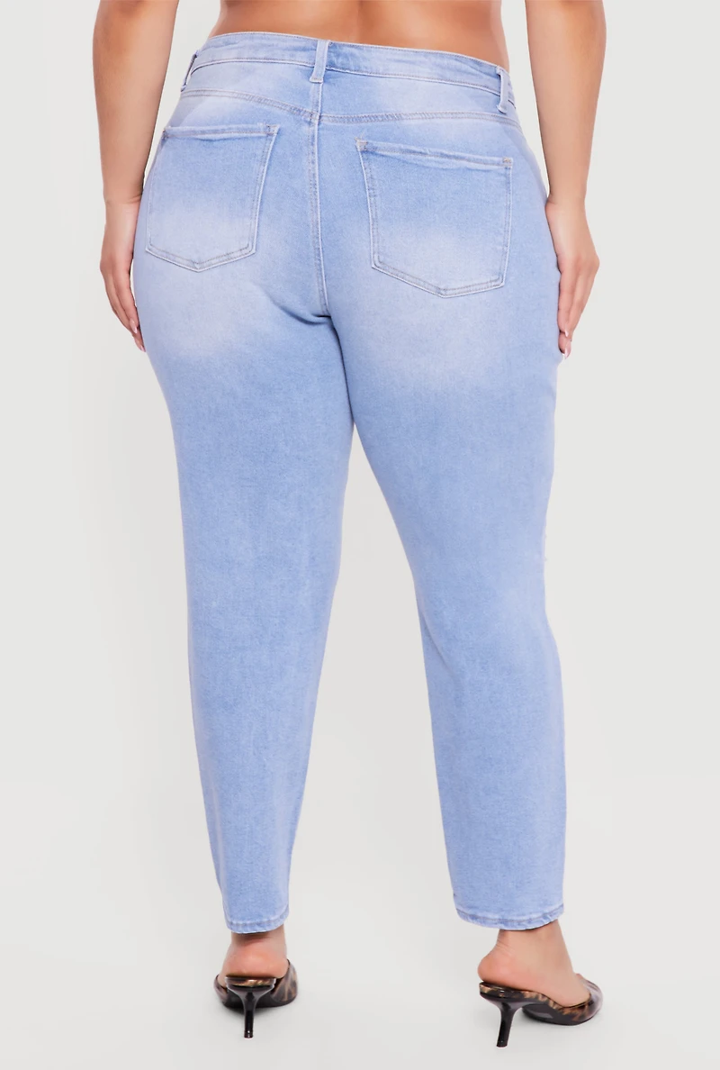 Plus WAX High Waisted Distressed Mom Jeans