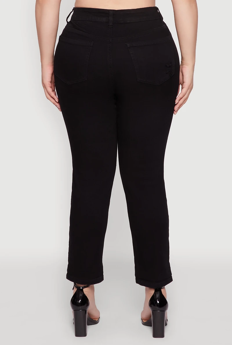 Plus WAX High Waist Whiskered Distressed Jeans