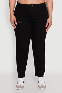 Womens Plus WAX High Waist Distressed Jeans,