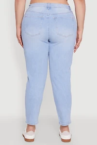 Womens Plus Size WAX High Waist Distressed Jeans, Blue, Size 14