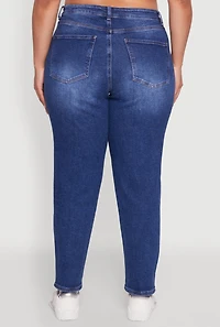 Womens Plus WAX High Waist Distressed Jeans, Blue,
