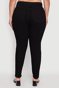 Womens Plus Size WAX Distressed High Waisted Boyfriend Jeans, Black, Size 14