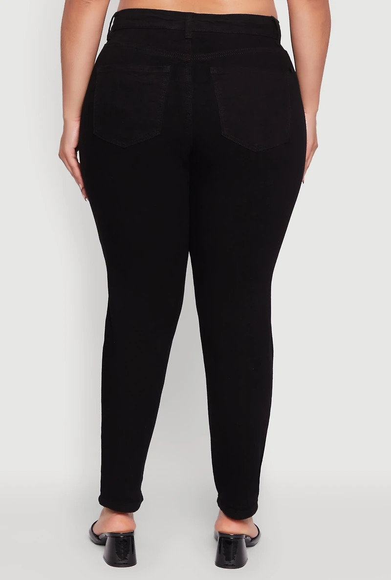 Womens Plus Size WAX Distressed High Waisted Boyfriend Jeans, Black, Size 20