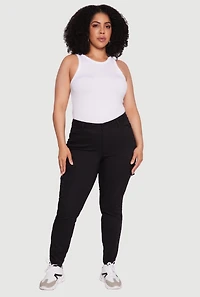 Womens Plus Size WAX Stylish Twill Skinny Cargo Pants, Black, Size 16