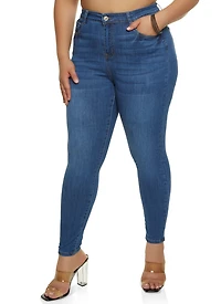 Plus WAX High Waist Whiskered Skinny Jeans