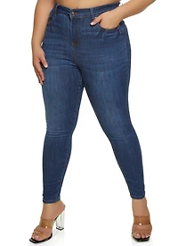 Plus WAX High Waist Whiskered Skinny Jeans