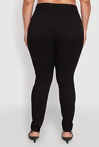 Womens Plus Size WAX 3 Button High Waist Jeans, Black, Size 18