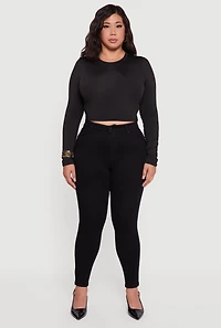 Womens Plus Size WAX Push Up High Rise Skinny Jeans, Black, Size 16