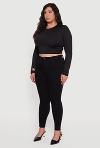 Womens Plus Size WAX Push Up High Rise Skinny Jeans, Black, Size 16