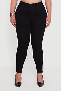 Womens Plus Size WAX Push Up High Rise Skinny Jeans, Black, Size 16