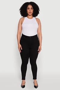 Womens Plus Size WAX Chic High Waisted Skinny Jeans, Black, Size 16