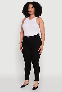 Womens Plus Size WAX Chic High Waisted Skinny Jeans, Black, Size 16