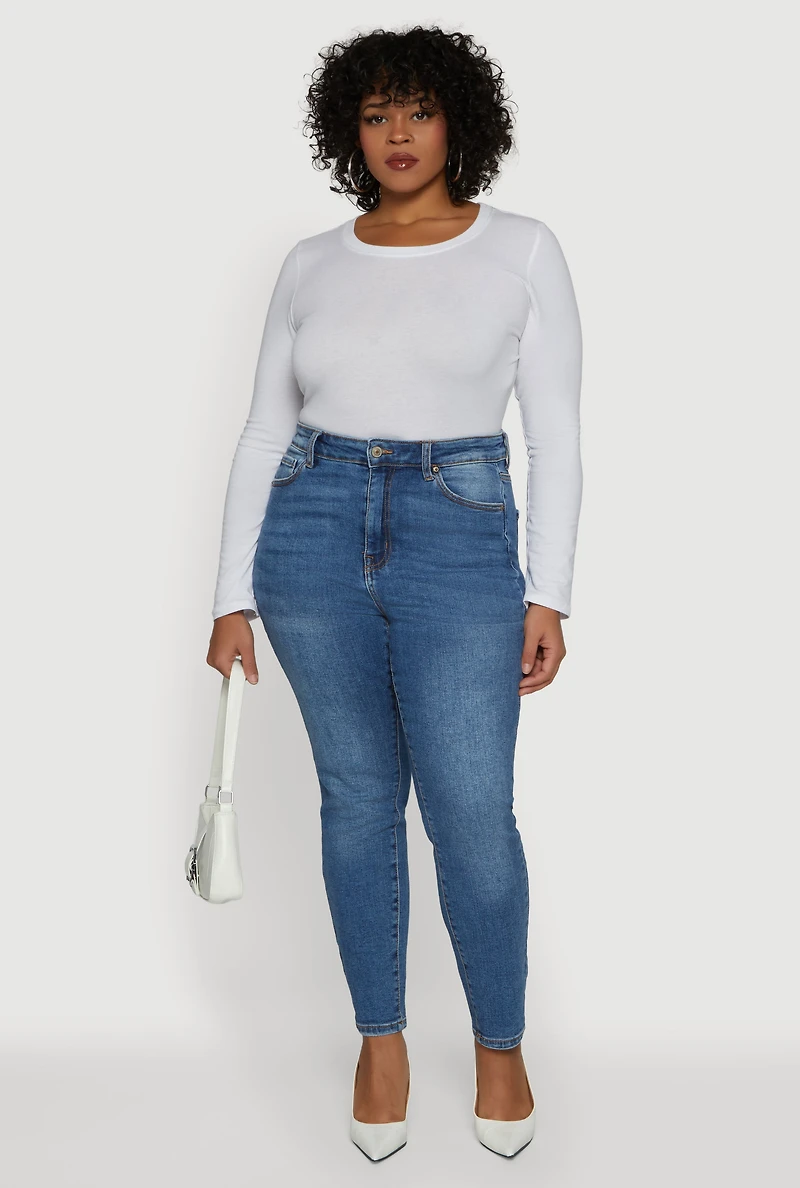 Womens Plus Size WAX Skinny Jeans, Blue, Size 16