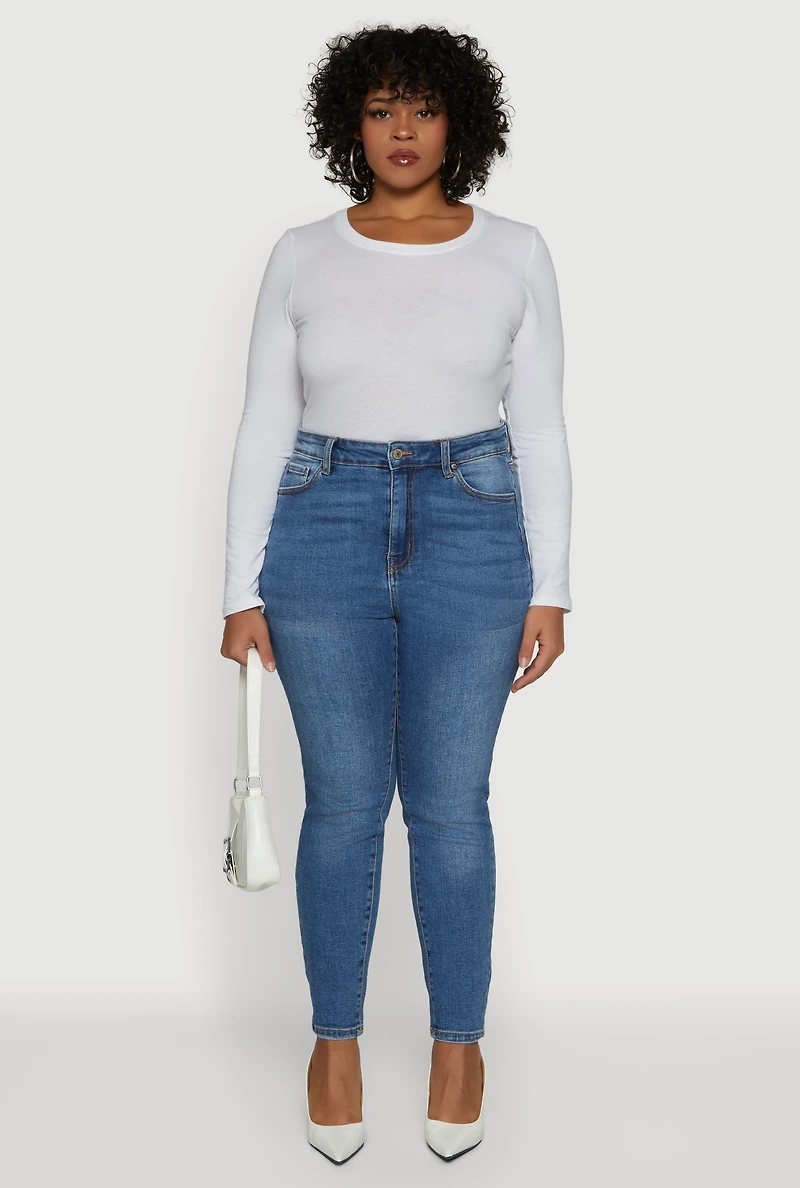 Womens Plus Size WAX Skinny Jeans, Blue, Size 16