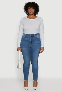 Womens Plus Size WAX Skinny Jeans, Blue, Size 16