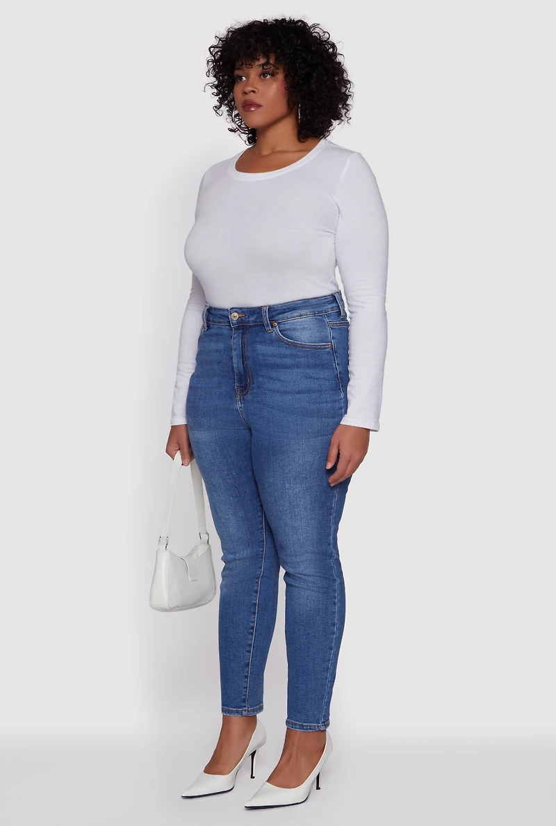 Womens Plus Size WAX Skinny Jeans, Blue, Size 16