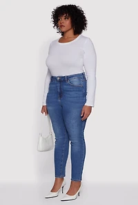 Womens Plus Size WAX Skinny Jeans, Blue, Size 16