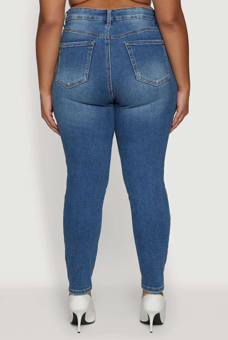 Womens Plus Size WAX Skinny Jeans, Blue, Size 16