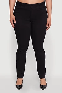 Womens Plus Size WAX Twill High Waisted Skinny Leg Pants, Black, Size 14