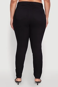 Womens Plus Size WAX Twill High Waisted Skinny Leg Pants, Black, Size 14