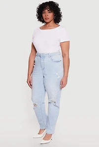 Plus WAX Distressed Mom Jeans