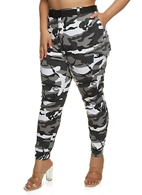 Plus Almost Famous Belted Camouflage Cargo Joggers