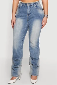 Plus Almost Famous Frayed High Waisted Stacked Jeans