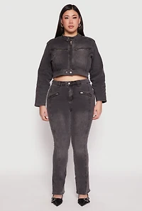 Womens Plus Size Almost Famous Boot Cut Jeans, Black, Size 18