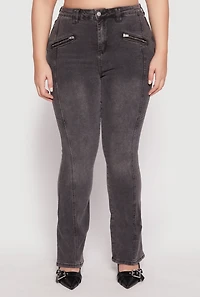 Womens Plus Size Almost Famous Boot Cut Jeans, Black, Size 18