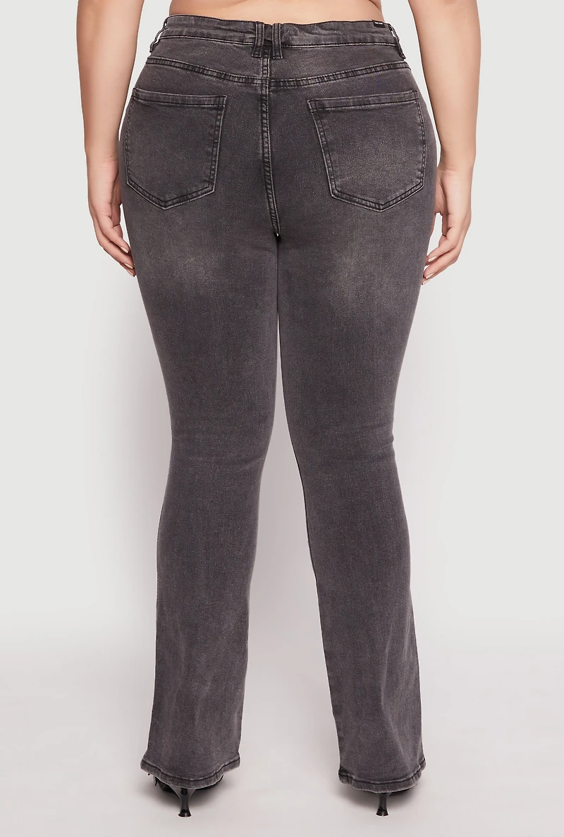 Womens Plus Size Almost Famous Boot Cut Jeans, Black, Size 18
