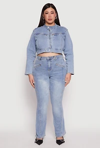 Womens Plus Size Almost Famous Boot Cut Jeans, Blue, Size 16