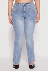 Womens Plus Size Almost Famous Boot Cut Jeans, Blue, Size 16