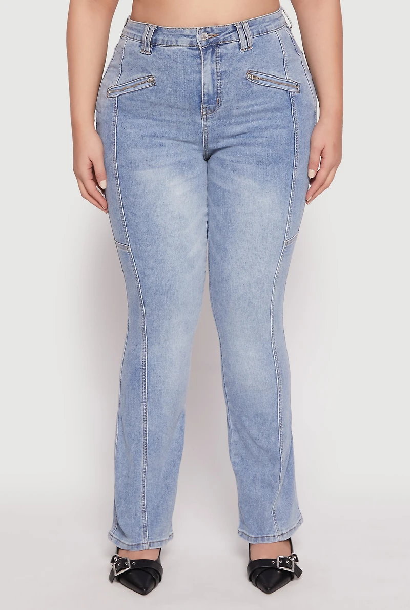 Womens Plus Size Almost Famous Boot Cut Jeans, Blue, Size 20
