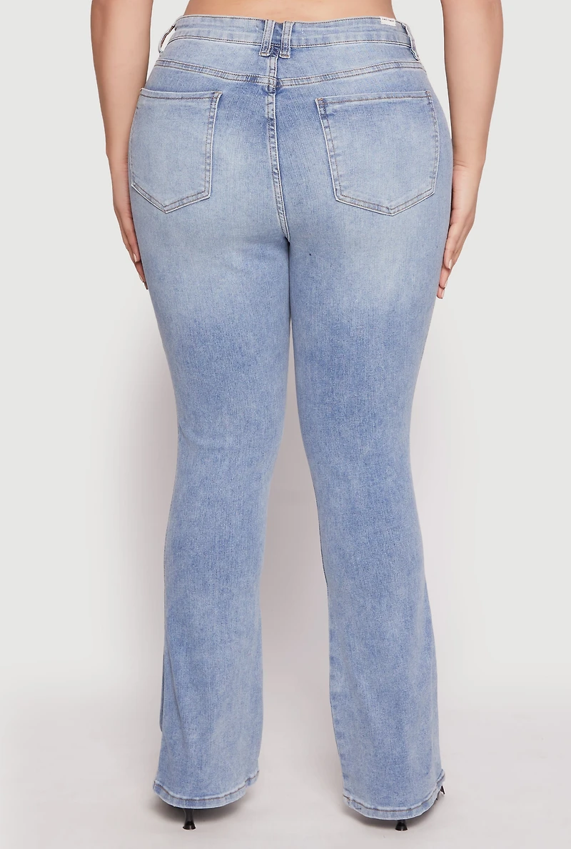 Womens Plus Size Almost Famous Boot Cut Jeans, Blue, Size 16