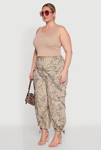 Womens Plus Size Almost Famous High Waisted Tapered Cargo Joggers, Multi, Size 2X