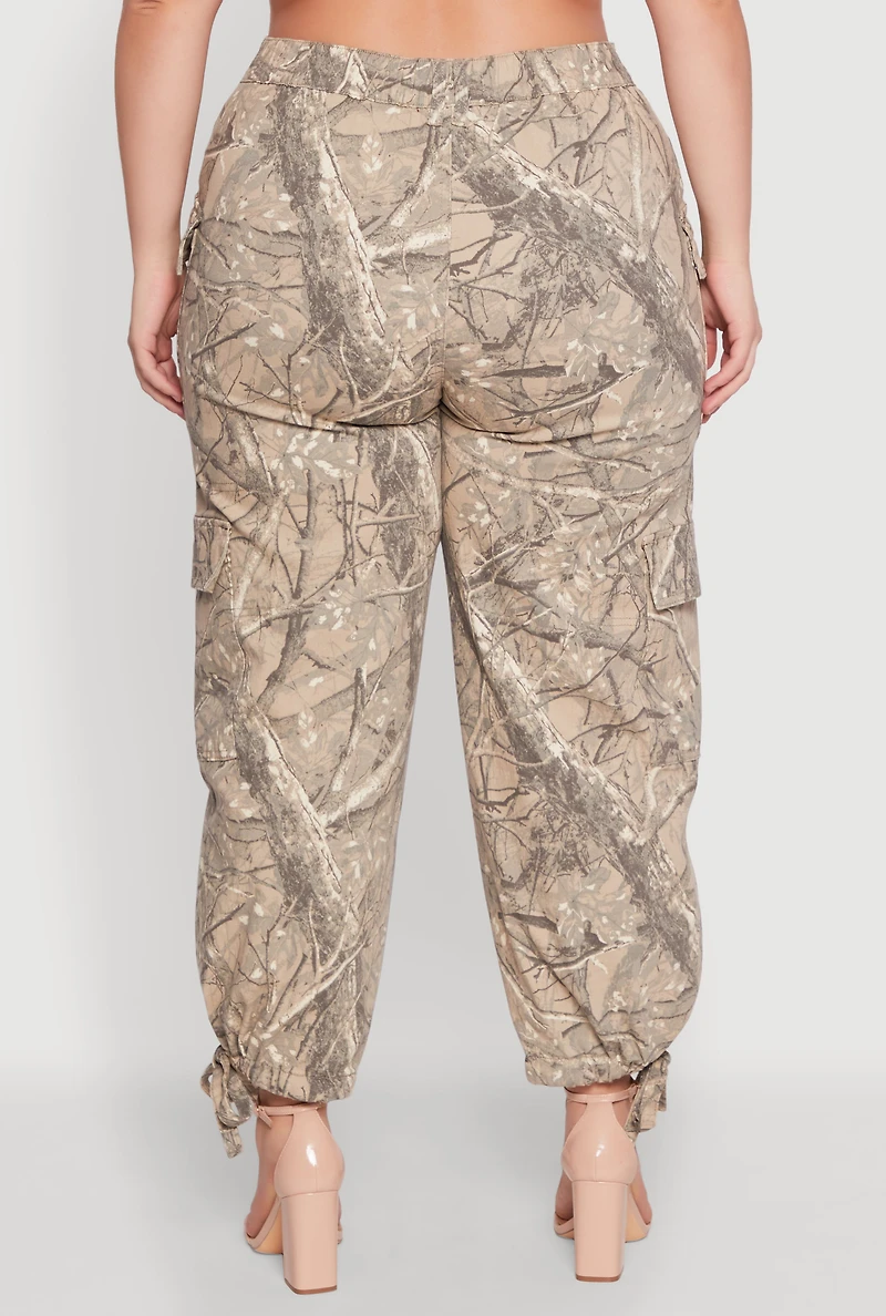 Womens Plus Almost Famous High Waisted Tapered Cargo Joggers,