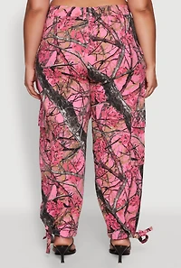 Womens Plus Size Almost Famous High Waisted Tapered Cargo Joggers, Pink, Size 2X