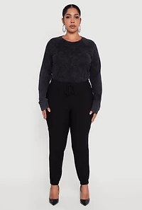 Plus High Waisted Drawstring Waist Cargo Joggers