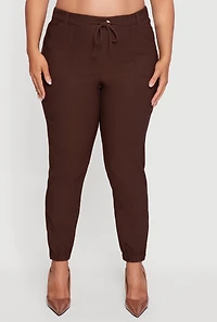 Plus High Waisted Slim Fit Pull On Joggers