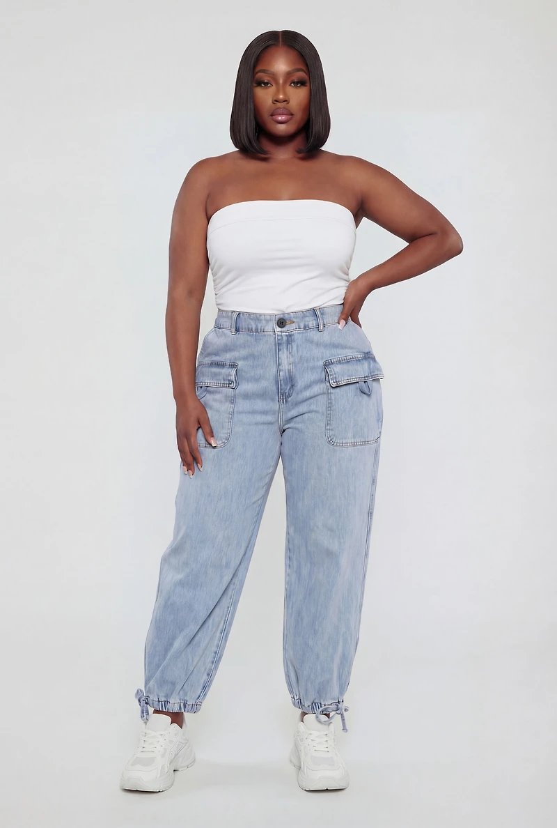 Plus Almost Famous Denim Cargo Joggers