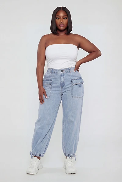 Plus Almost Famous Denim Cargo Joggers