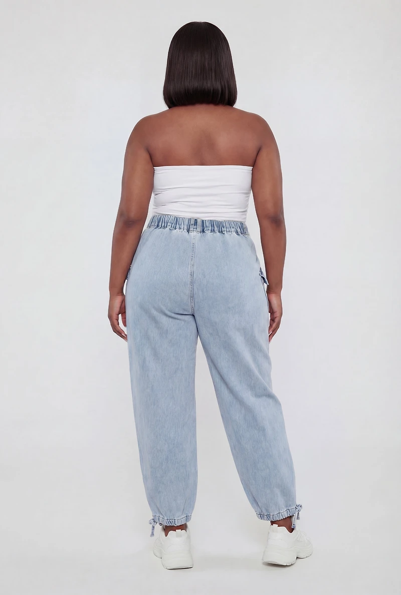 Plus Almost Famous Denim Cargo Joggers