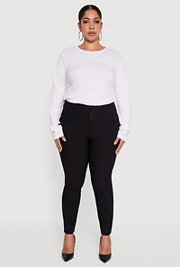 Plus Almost Famous Three Button High Waisted Pants