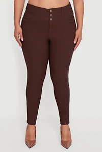 Plus Almost Famous Three Button High Waisted Pants