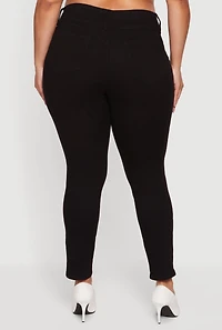 Plus Three Button High Waisted Skinny Jeans